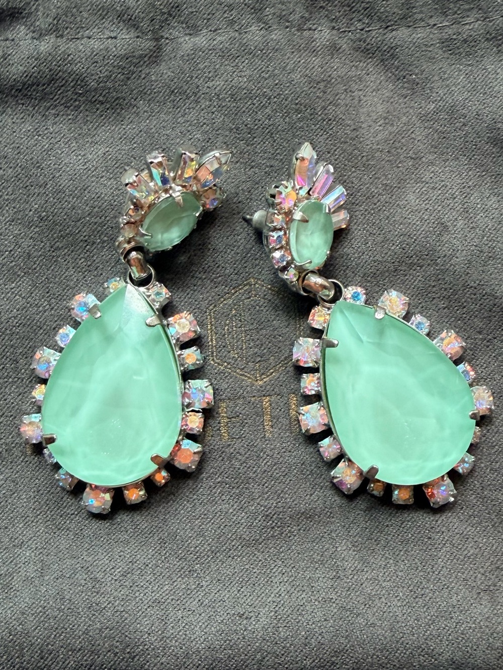 Elizabeth Cole Lenny Earrings Pastel Teardrop Crystal Drop Earrings NIB